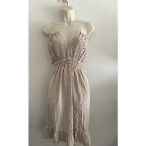 Seaspice Resort Wear Women Crochet Peruvian Cotton Halter Midi Dress Large